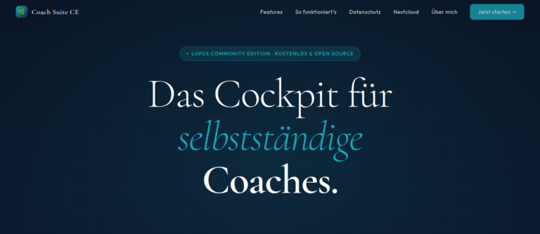 Coach Suite CE: Wie aus einem Pro-Bono-Projekt ein kostenloses Coaching-Cockpit für Selbstständige wurde